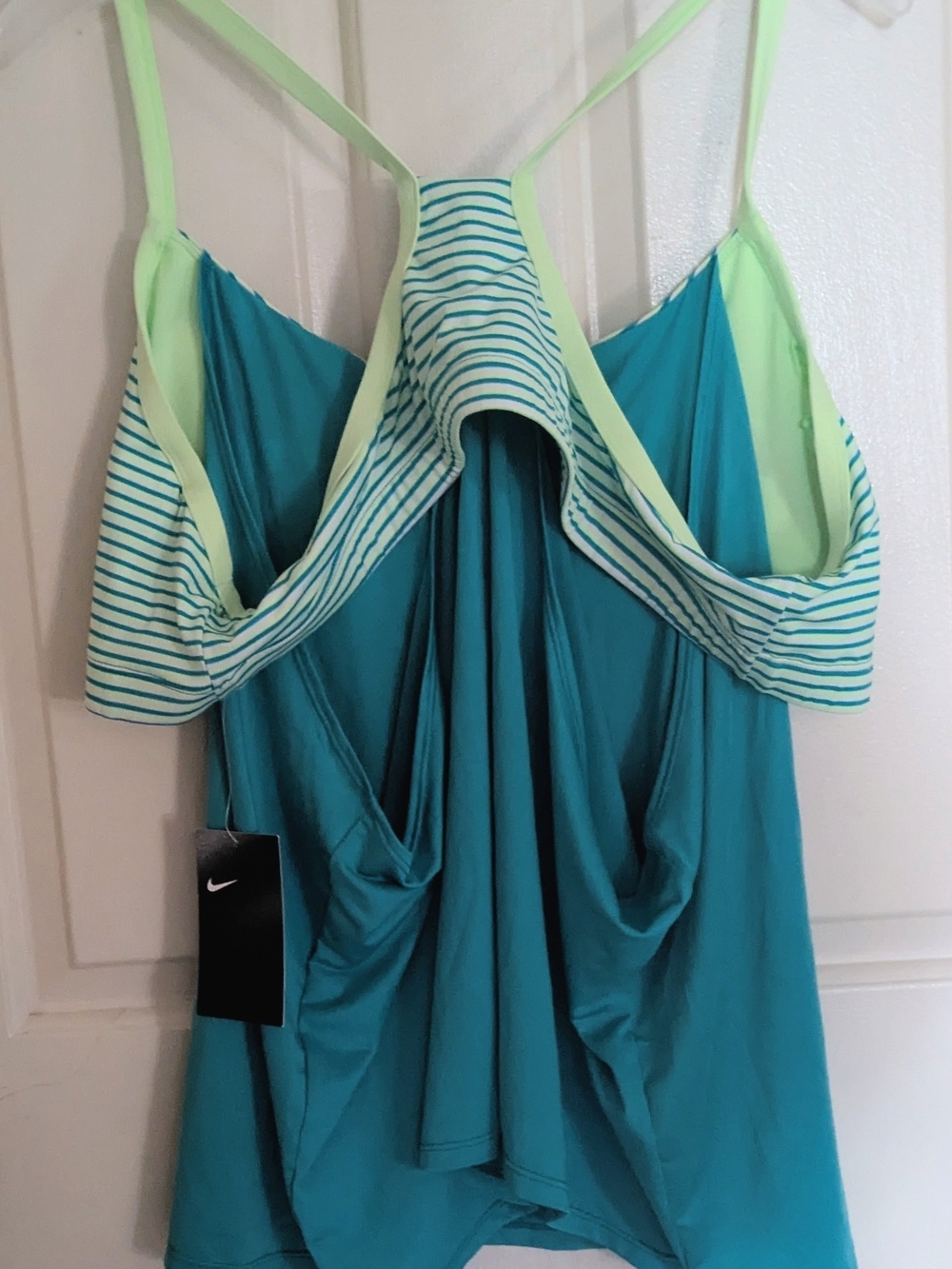 Nike Teal & Mint Striped Bandeau Tankini Top 2X NWT - Picture 2 of 6